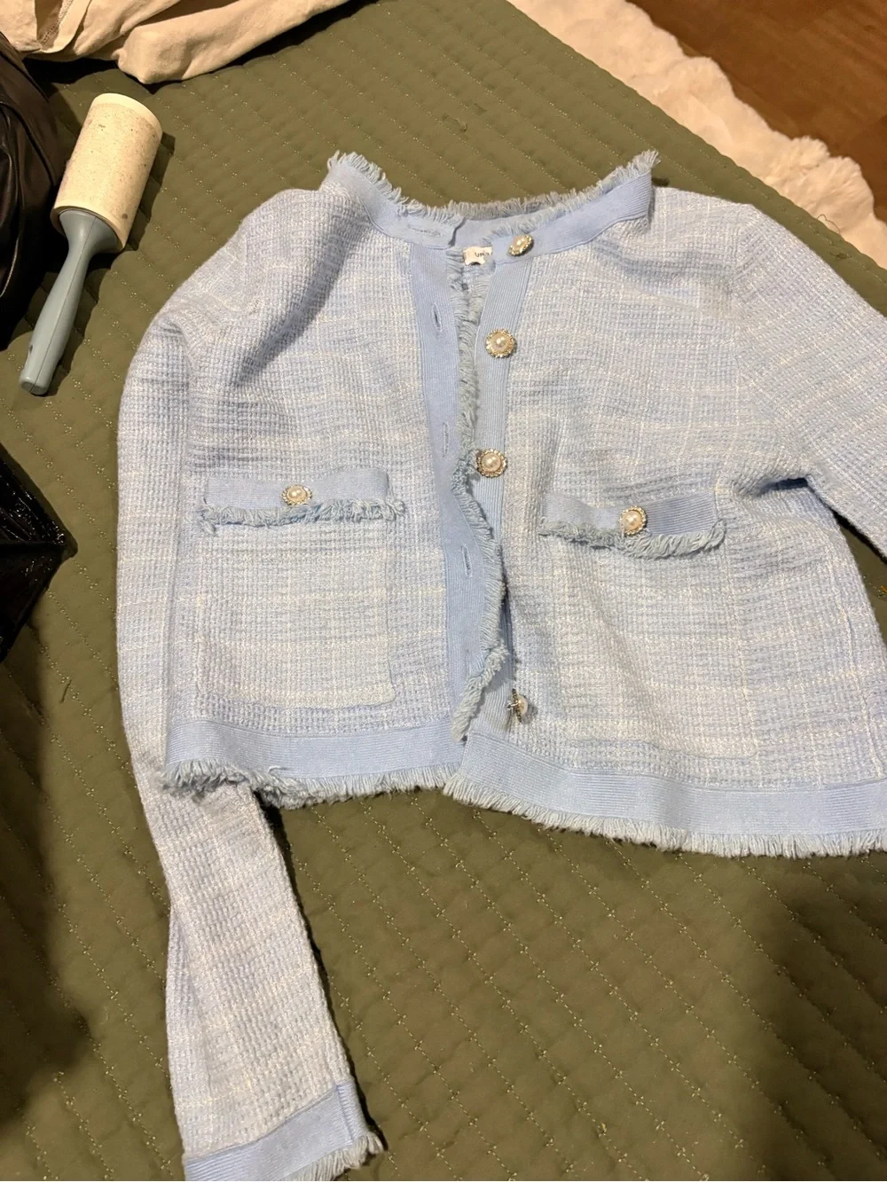 Light Blue Tweed Jacket and Dress Set